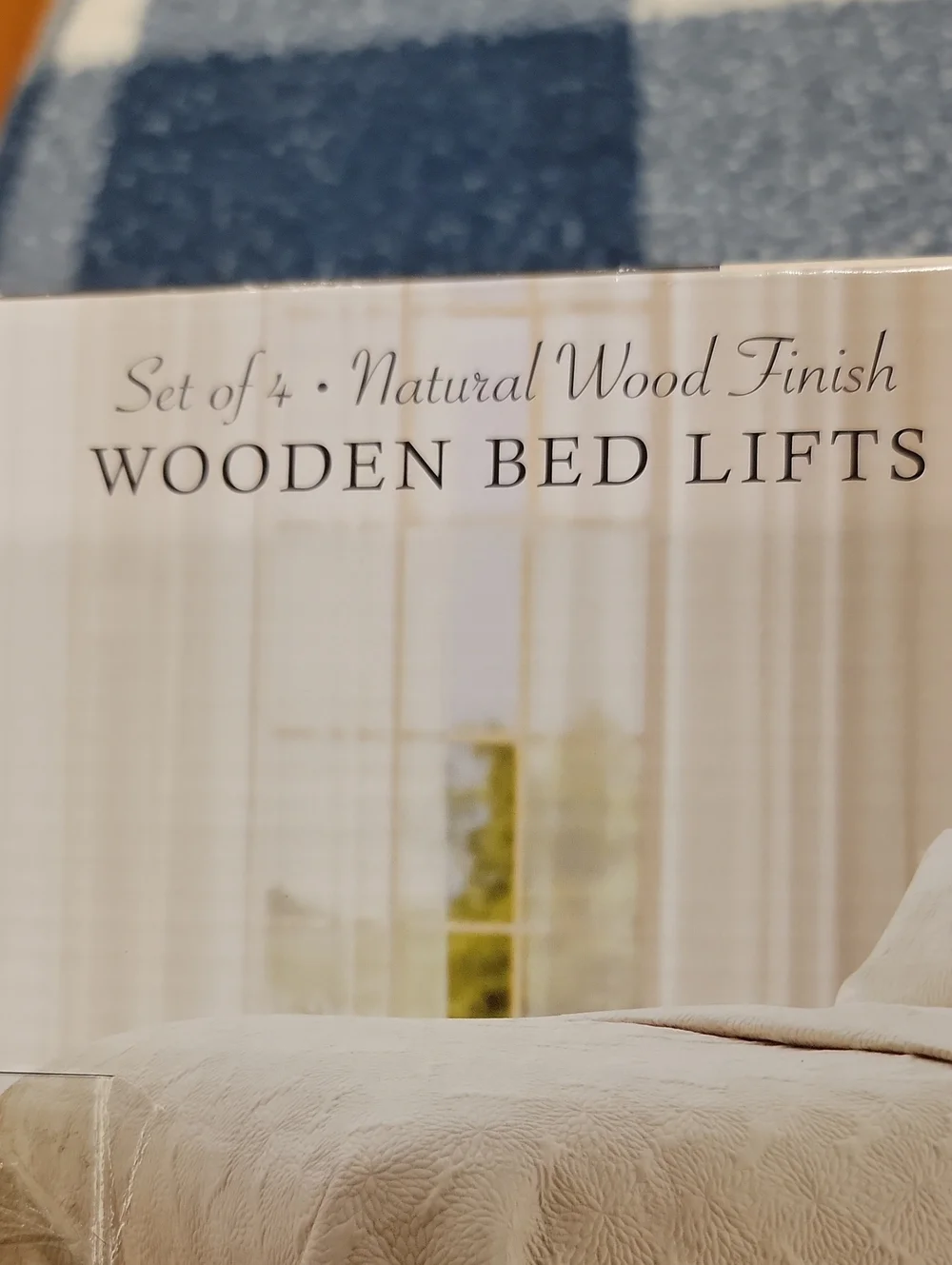 Wooden Bed Lifts Set of 4 - Natural Wood Finish